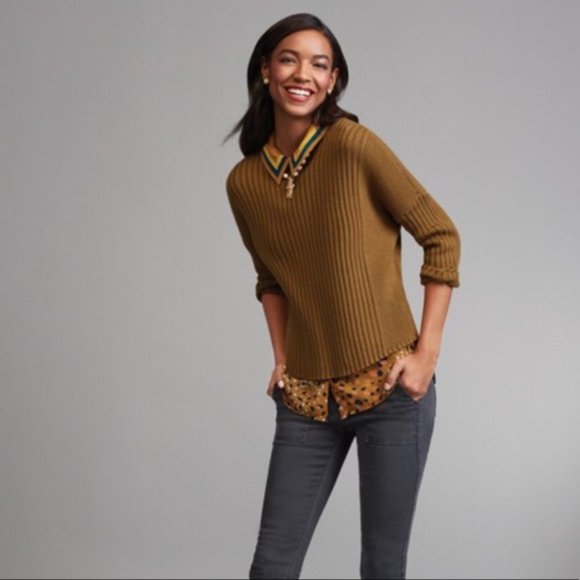 COPY - Cabi Luna Dolman Ribbed Pullover Cropped Sweater Style 3364 Size M - Picture 2 of 7